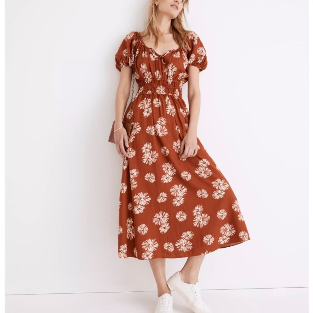 NWT Linen-Blend Sophia Midi Dress, size XS